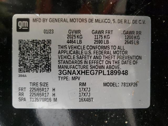 3GNAXHEG7PL189948 - 2023 CHEVROLET EQUINOX LS BLACK photo 13