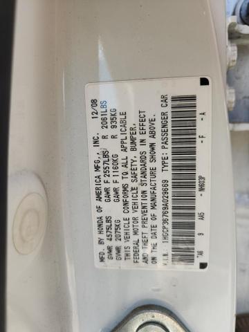 1HGCP36769A029669 - 2009 HONDA ACCORD EX WHITE photo 12