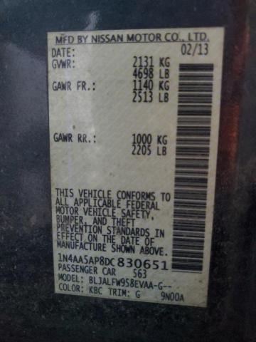 1N4AA5AP8DC830651 - 2013 NISSAN MAXIMA S 灰色 照片 12