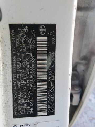 JTDBR32E860070329 - 2006 TOYOTA COROLLA CE თეთრი ფოტო 12