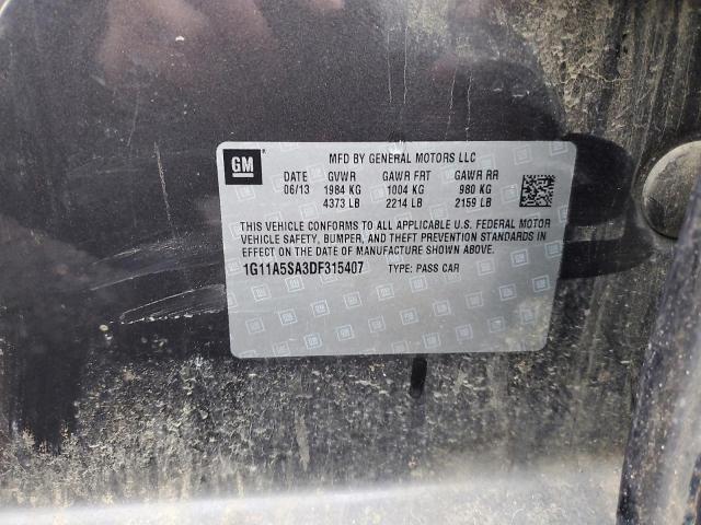 1G11A5SA3DF315407 - 2013 CHEVROLET MALIBU LS GRAY photo 12