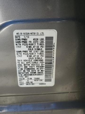 JN8AS5MV4CW386557 - 2012 NISSAN ROGUE S GRAY photo 13