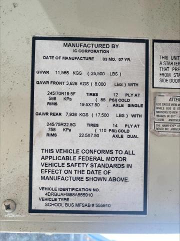 4DRBUAFM88A555910 - 2008 IC CORPORATION 3000 WHITE photo 10