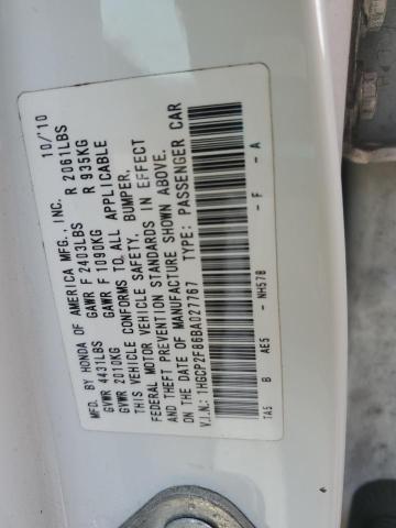 1HGCP2F86BA027767 - 2011 HONDA ACCORD EXL WHITE photo 12