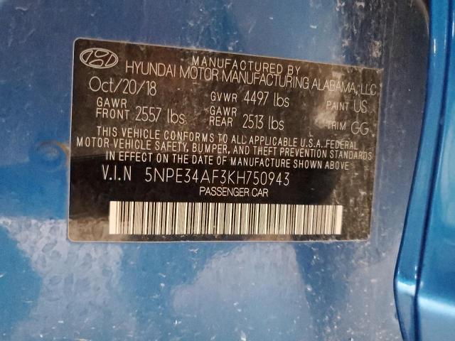 5NPE34AF3KH750943 - 2019 HYUNDAI SONATA LIMITED 蓝色 照片 13