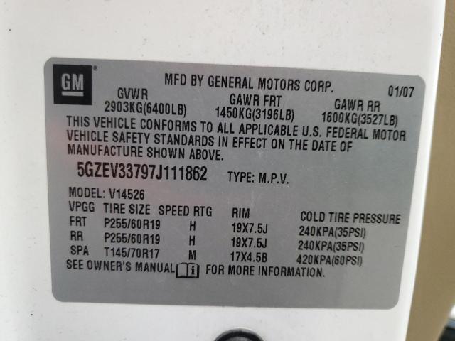 5GZEV33797J111862 - 2007 SATURN OUTLOOK SPECIAL თეთრი ფოტო 14