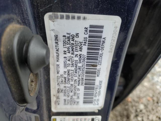 1NXBR32E85Z515607 - 2005 TOYOTA COROLLA CE BLUE photo 12