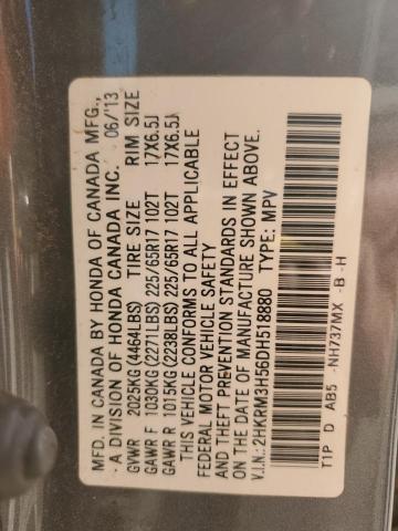 2HKRM3H56DH518880 - 2013 HONDA CR-V EX ნაცრისფერი ფოტო 13