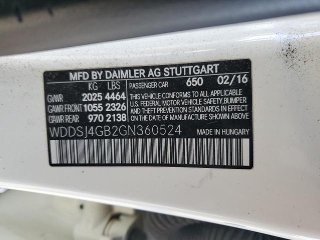 WDDSJ4GB2GN360524 - 2016 MERCEDES-BENZ CLA 250 4MATIC WHITE photo 12