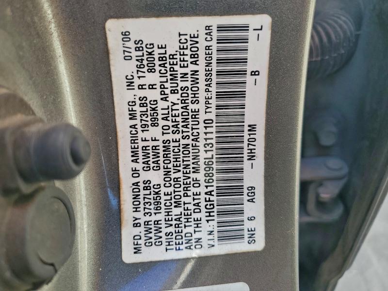 1HGFA16896L131110 - 2006 HONDA CIVIC EX GOLD photo 13