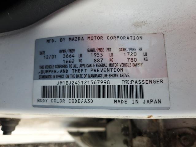 JM1BJ245121567998 - 2002 MAZDA PROTEGE PR5 白色 照片 12