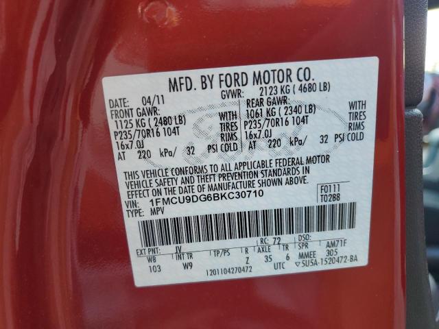 1FMCU9DG6BKC30710 - 2011 FORD ESCAPE XLT RED photo 12