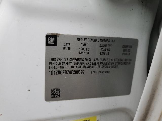 1G1ZB5EB7AF280399 - 2010 CHEVROLET MALIBU LS Weiß Foto 12