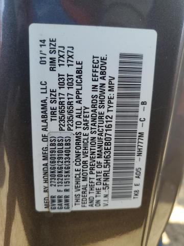 5FNRL5H63EB071612 - 2014 HONDA ODYSSEY EXL GRAY photo 13