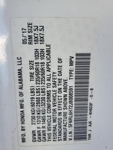 5FNRL6H72JB008591 - 2018 HONDA ODYSSEY EXL Weiß Foto 13