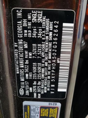 5XYPHDA50JG362642 - 2018 KIA SORENTO EX Bənövşəyi foto 13