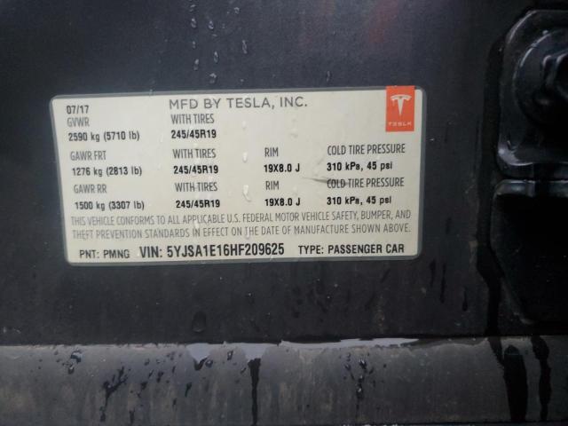 5YJSA1E16HF209625 - 2017 TESLA MODEL S Գրաֆիտ լուսանկար 12