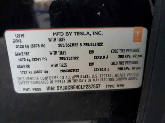 5YJXCBE40LF237557 - 2020 TESLA MODEL X Grafit foto 13