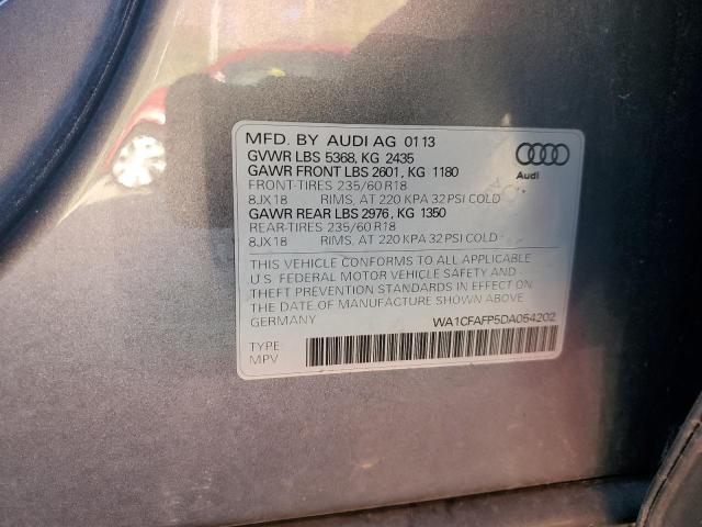 WA1CFAFP5DA054202 - 2013 AUDI Q5 PREMIUM GRAY photo 13