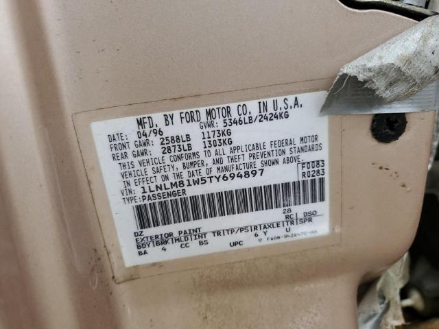 1LNLM81W5TY694897 - 1996 LINCOLN TOWN CAR EXECUTIVE TAN photo 12