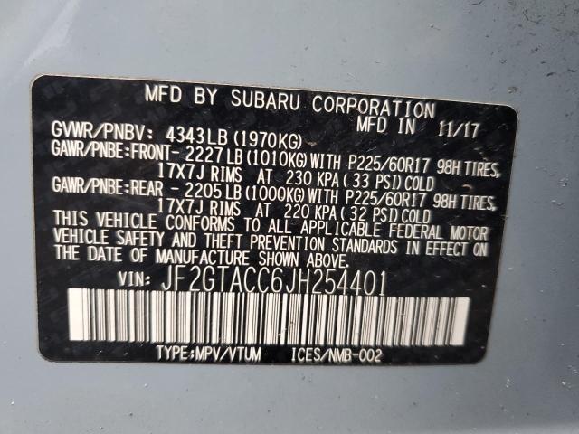 JF2GTACC6JH254401 - 2018 SUBARU CROSSTREK PREMIUM ლურჯი ფოტო 13