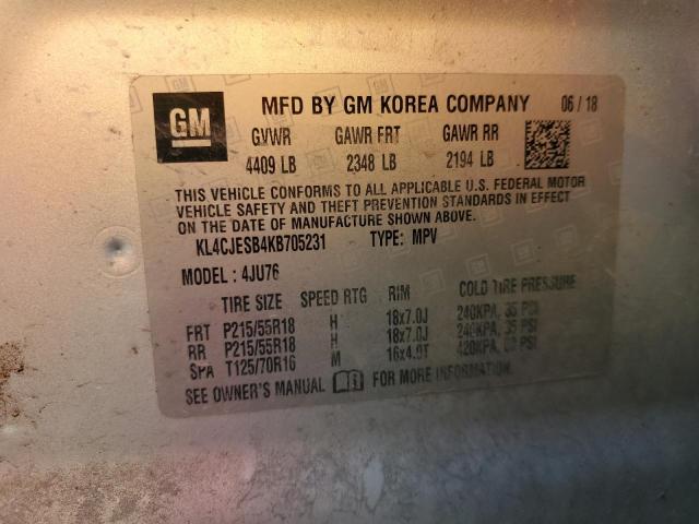 KL4CJESB4KB705231 - 2019 BUICK ENCORE PREFERRED ვერცხლისფერი ფოტო 13