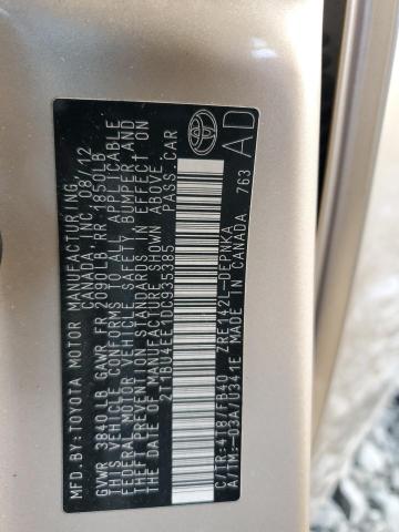 2T1BU4EE1DC935385 - 2013 TOYOTA COROLLA BASE 棕色 照片 12