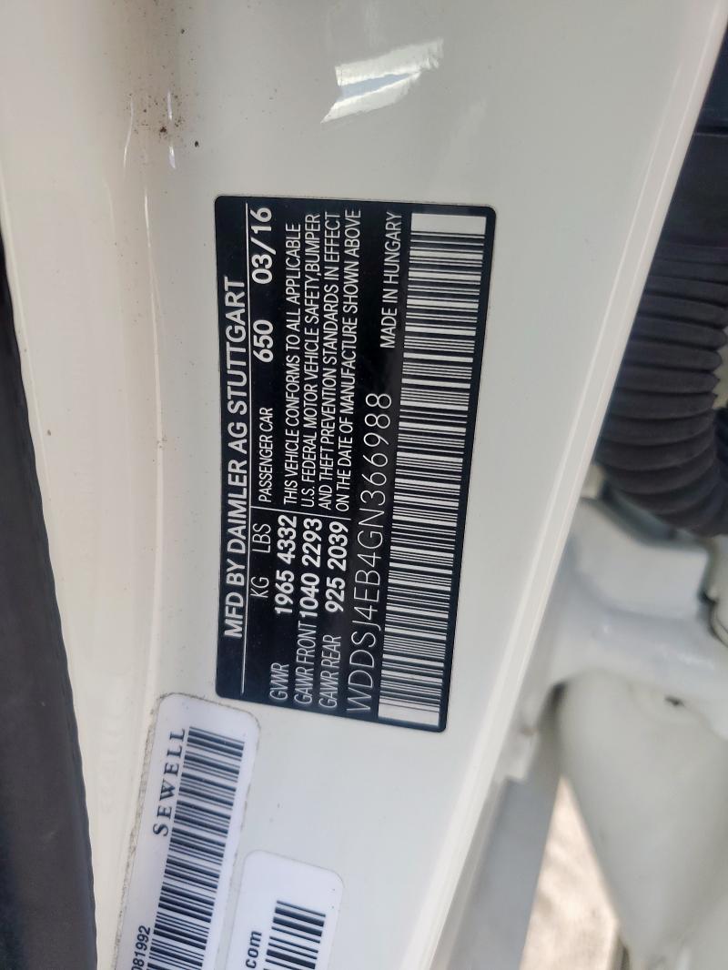 WDDSJ4EB4GN366988 - 2016 MERCEDES-BENZ CLA 250 Beyaz fotoğraf 12