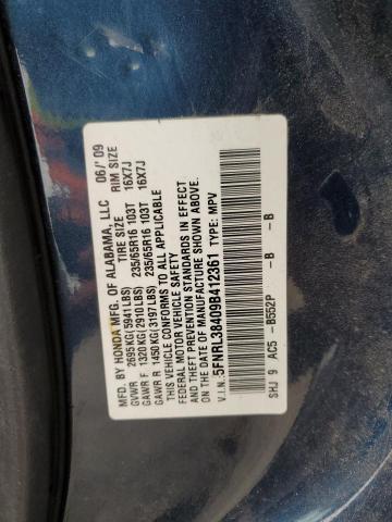 5FNRL38409B412361 - 2009 HONDA ODYSSEY EX BLUE photo 13