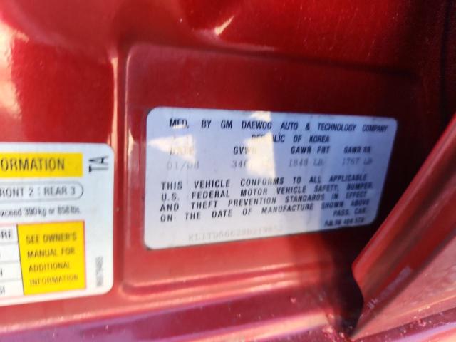 KL1TD56628B219852 - 2008 CHEVROLET AVEO BASE RED photo 12