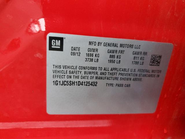 1G1JC5SH1D4125432 - 2013 CHEVROLET SONIC LT 红色 照片 12