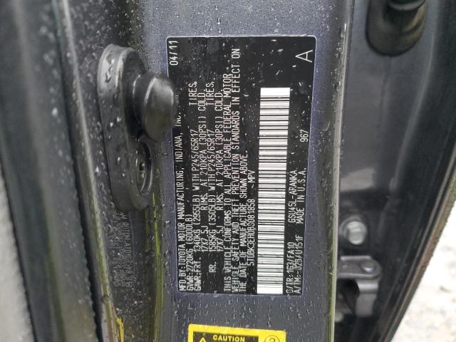 5TDBK3EH0BS081858 - 2011 TOYOTA HIGHLANDER BASE Gris foto 13