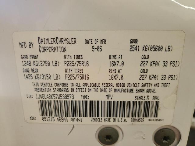 1J4GL48K57W538973 - 2007 JEEP LIBERTY SPORT 白色 照片 13