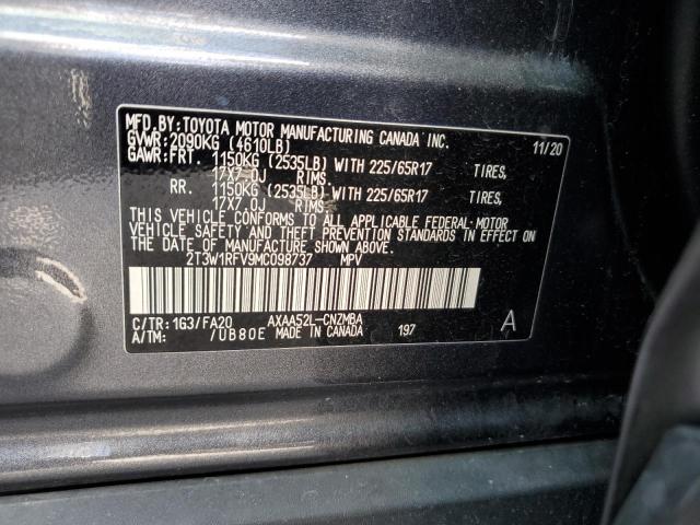2T3W1RFV9MC098737 - 2021 TOYOTA RAV4 XLE GRAY photo 13