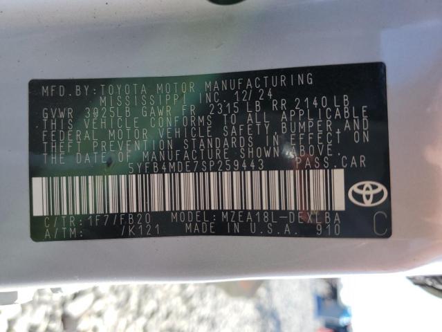 5YFB4MDE7SP259443 - 2025 TOYOTA COROLLA LE SILVER photo 13