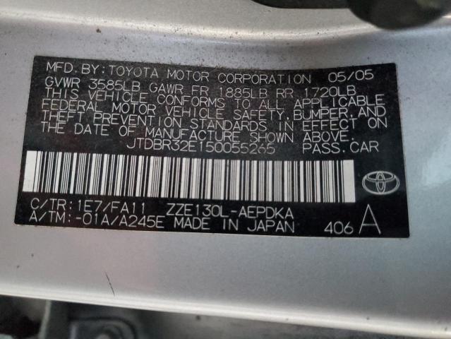 JTDBR32E150055265 - 2005 TOYOTA COROLLA CE 银色 照片 12