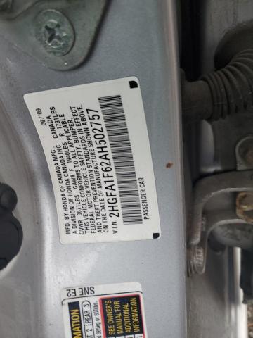 2HGFA1F62AH502757 - 2010 HONDA CIVIC LX-S 银色 照片 12