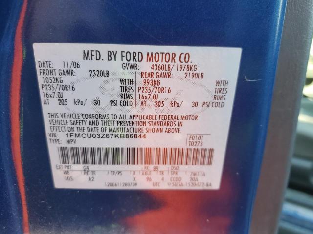 1FMCU03Z67KB86844 - 2007 FORD ESCAPE XLT BLUE photo 14