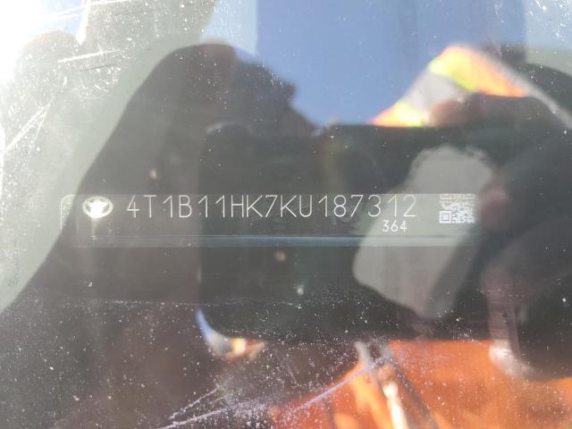 4T1B11HK7KU187312 - 2019 TOYOTA CAMRY L Күміс фото 12