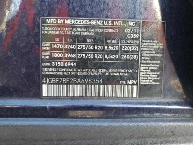 4JGBF7BE2BA698354 - 2011 MERCEDES-BENZ GL 450 4MATIC BLUE photo 13