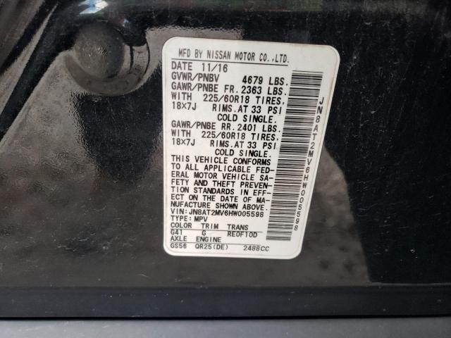 JN8AT2MV6HW005598 - 2017 NISSAN ROGUE S BLACK photo 13