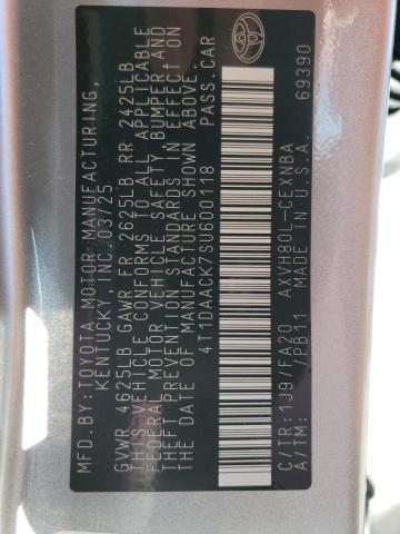 4T1DAACK7SU600118 - 2025 TOYOTA CAMRY XSE 银色 照片 13