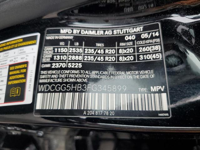 WDCGG5HB3FG345899 - 2015 MERCEDES-BENZ GLK 350 BLACK photo 13