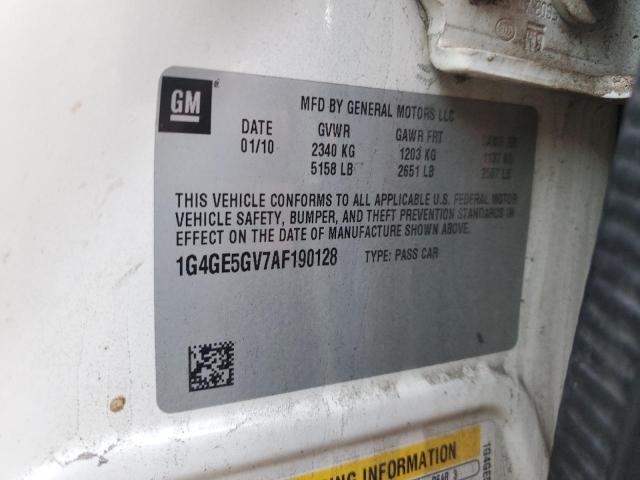 1G4GE5GV7AF190128 - 2010 BUICK LACROSSE CXS WHITE photo 12