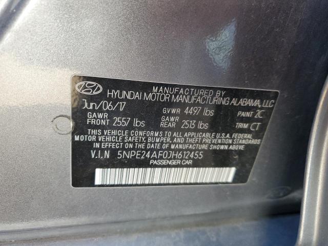 5NPE24AF0JH612455 - 2018 HYUNDAI SONATA SE Сұр фото 12