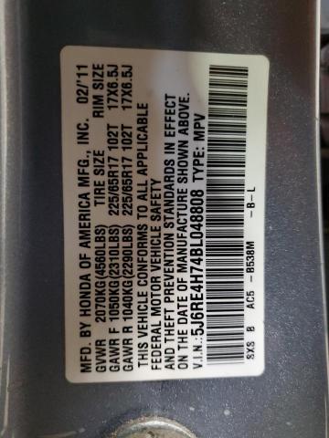 5J6RE4H74BL048808 - 2011 HONDA CR-V EXL 灰色 照片 14