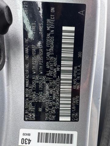 5TDKSKFC4MS036339 - 2021 TOYOTA SIENNA LE SILVER photo 10