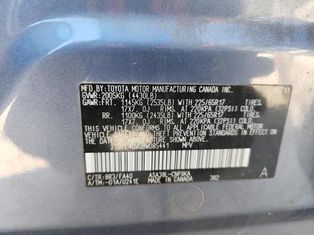 2T3ZF4DV0BW085441 - 2011 TOYOTA RAV4 蓝色 照片 13