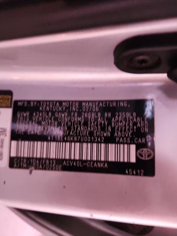 4T1BE46K87U001342 - 2007 TOYOTA CAMRY CE 银色 照片 12