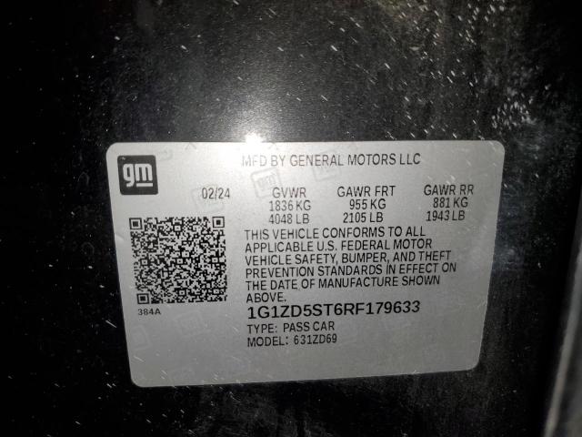 1G1ZD5ST6RF179633 - 2024 CHEVROLET MALIBU LT Սև լուսանկար 12